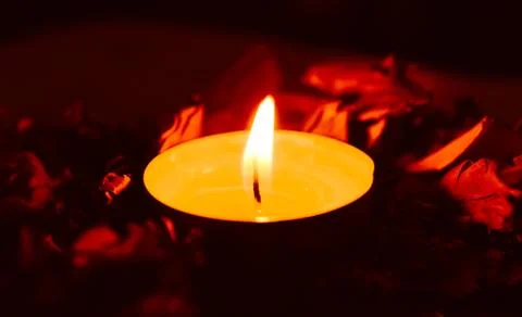 Close up of burning candle Foto stock