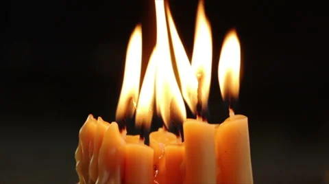 Close Up Of Burning Candles Stock Footage 57461593