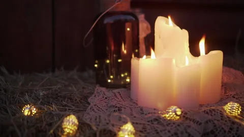 Close-up of burning candles. Stock Footage 132118828