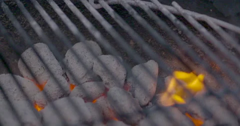 Close up burning charcoal embers Stock Footage 140812778