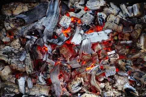 Close-up of burning charcoal Stock Photos