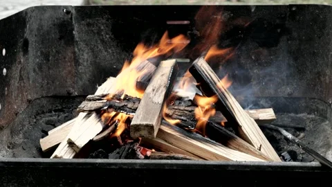 Close up of burning coals in a brazier. Cooking Stock Footage 133192700