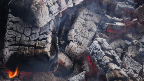 Close-up of burning coals for a grill Stock Footage 167752429