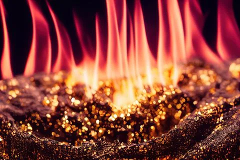 Close up of burning fire. Stock Illustration