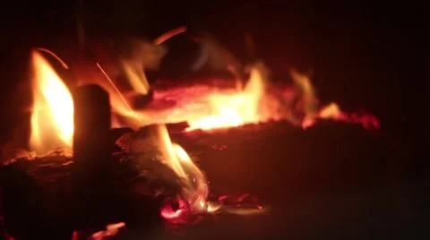 Close up of Burning Fireplace Stock Footage 45519088
