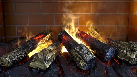 Close-up of the burning of firewood in the fireplace Stock Footage 87632301