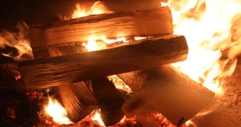 Close up of burning firewood in the fireplace Stock-Footage 101076257