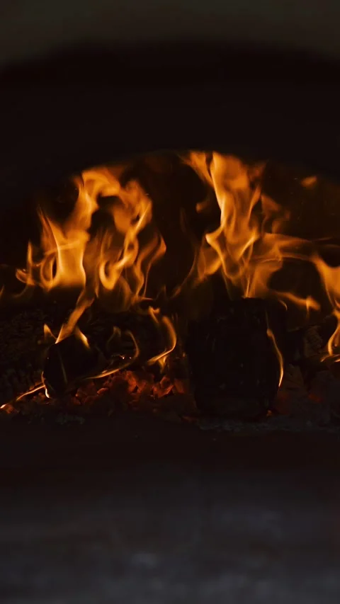 Close-Up Of Burning Firewood In A Fireplace. Stock Footage 314453752