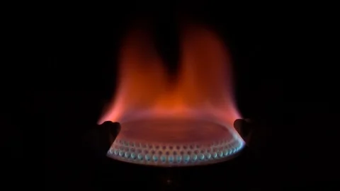 Close up of burning flame. Kitchen gas stove Video stock 109286313