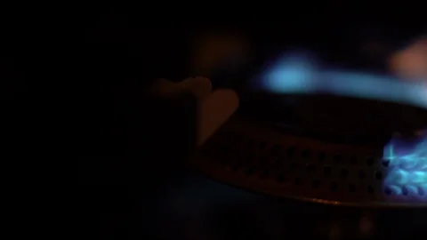 Close up of burning flame. Kitchen gas stove Video stock 109286935