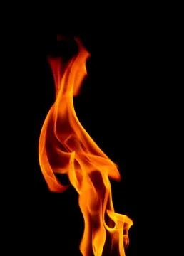 Close Up of Burning Flames on a Black Background Foto stock
