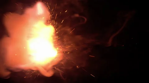 Explosive fuse burning with sparks and s, Stock Video