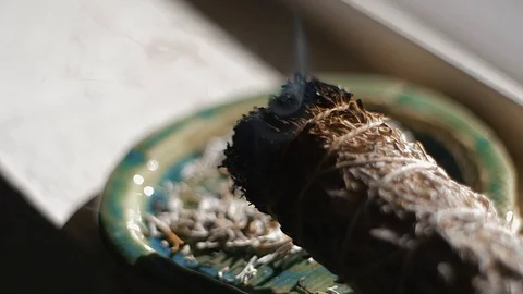 Close up of burning sage Video stock 124188614