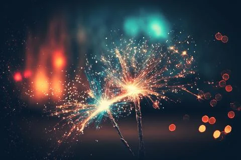 Close up of burning sparkler for 4th of July celebration Stock Illustration