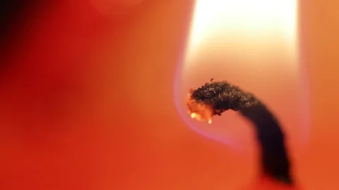 Close-up of the burning wick Stock Footage 103051140