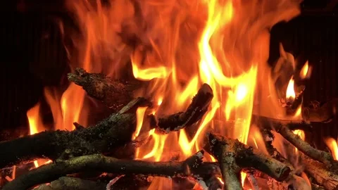 Close-up of burning wood, fire, background Stock Footage 160431213