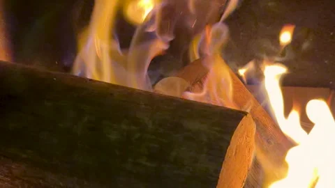Close Up of Burning Wood Logs in a Fireplace Stock Footage 341537445