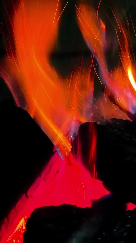 Close-up of burning wood producing a large flame. 4K Vídeos de archivo 338433048