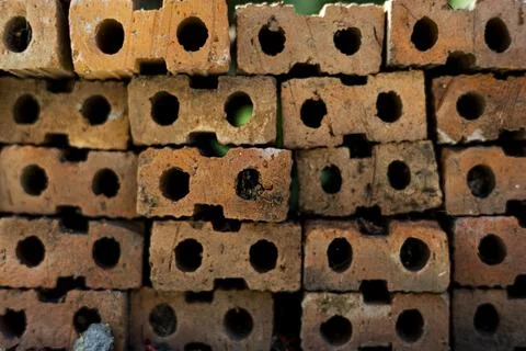 Close Up Of Burnt Clay Bricks 스톡 사진