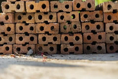 Close Up Of Burnt Clay Bricks, Stock Photos