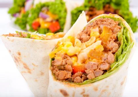 Close up to burrito Stock Photos