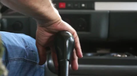Close up Bus Driver Changing Gears Stock Footage 40954215