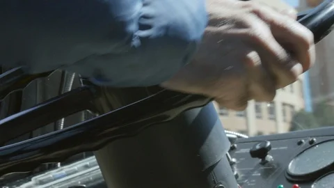 Close-up bus steering wheel Stock Footage 99659918