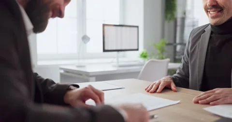 Close up of business client meeting with contract paperwork and signing process Stock Footage 329287117