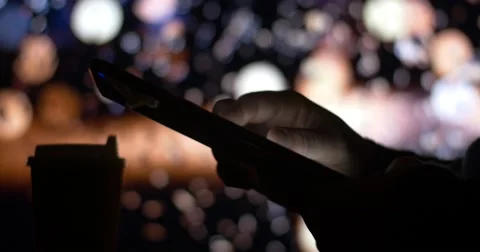Close up of business man's hand using tablet computer to check internet Stock Footage 54099633
