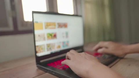 Close up The business man's hand is using the laptop at the office. Stock Footage 147956892