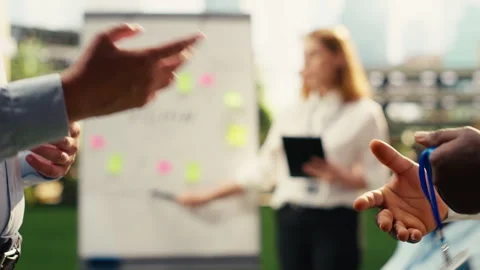 Close up of business partners shake hands in agreement after successful meeting Stock Footage 338381232