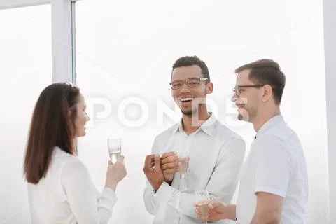 Close up.the business team celebrates the successful start of a new project. Stock Photos