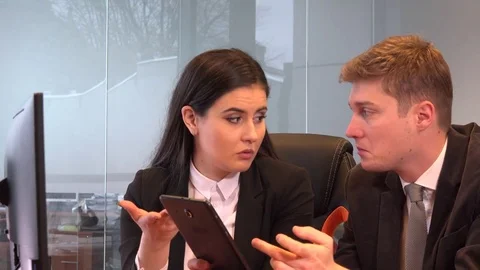 Close up business team with tablet computer technology cooperation inside office Stock Footage 84314961