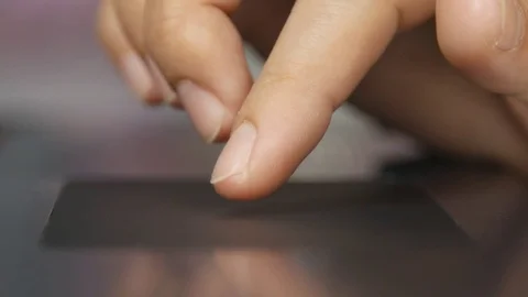 Close up of Business woman's hand using laptop touch pad Video stock 75318234
