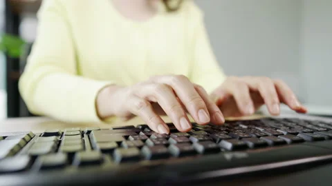 Close up A business woman's typing on computer keyboard at desk office, close Stock-Footage 157889485