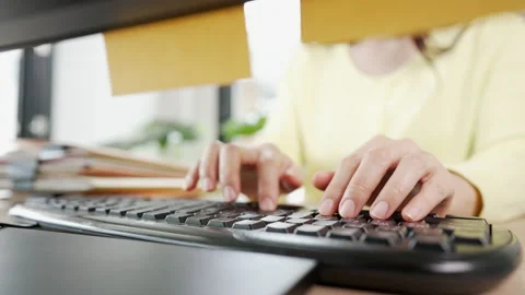 Close up A business woman's typing on computer keyboard at desk office, close Stock-Footage 157889728