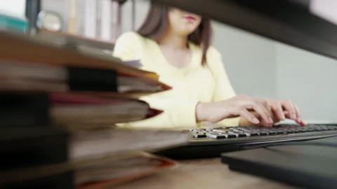 Close up A business woman's typing on computer keyboard at desk office, close Stock-Footage 157889818