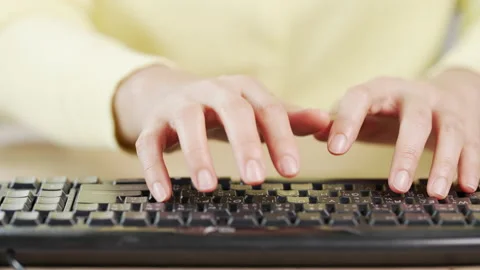 Close up A business woman's typing on computer keyboard at desk office, close Stock-Footage 157890209