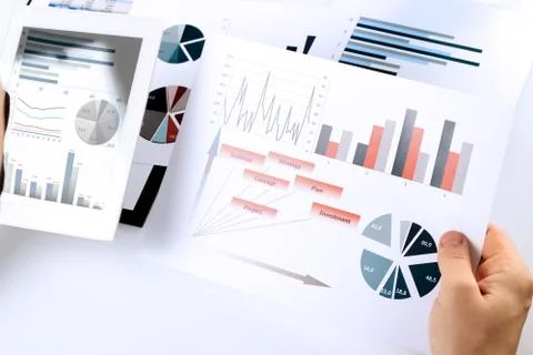 Close-up Of Businessman Analyzing Graph On Digital Tablet Stock Photos