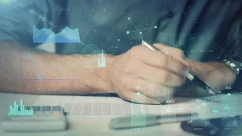 Close-up Of A Businessman Checking Financial Data And Doing Calculations 스톡 동영상 109153964