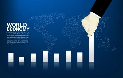 Close up Businessman hand pull bar graph higher. Background concept for makin Illustrazione stock