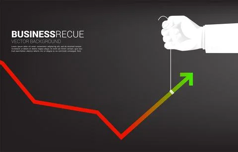 Close up Businessman hand pull graph to turnaround. Background concept for ma Illustrazione stock