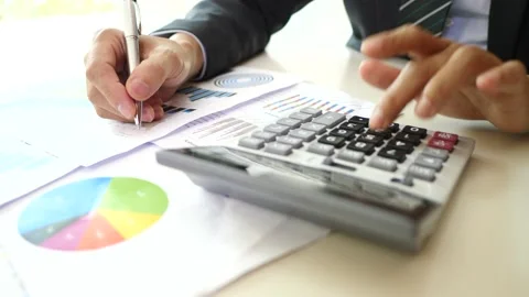 Close up businessman hands doing analysis planning business project in office Stock Footage 160548226