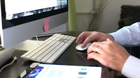 Close up of businessman hands typing on computer keyboard Stock Footage 69064401