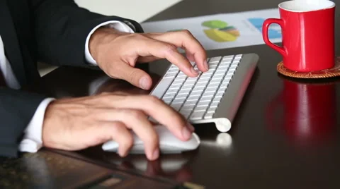 Close Up Of Businessman Hands Typing On Keyboard Stock Footage 55536928