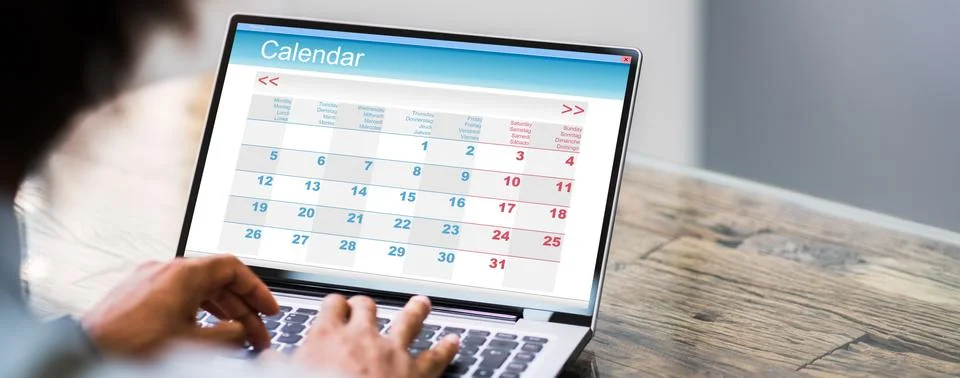 Close-up Of A Businessman Looking At Calendar With Daily Agenda Stock Photos