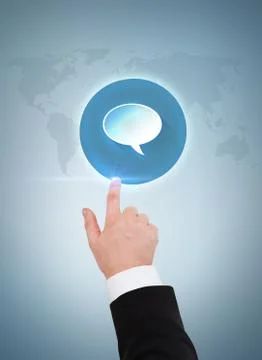 Close up of businessman pointing to text bubble Stock Illustration