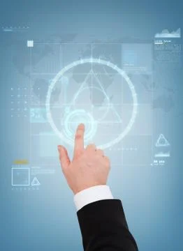 Close up of businessman pushing button Stock Photos
