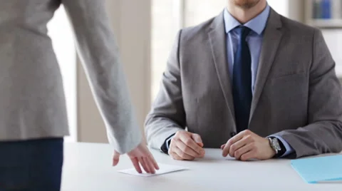 Close up of businessman refusing from money bribe Stock Footage 53886067