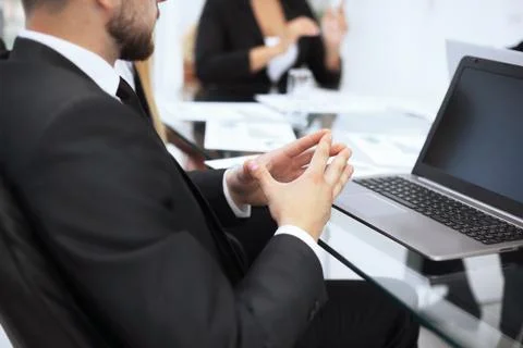 Close up. businessman thinking about solving business problems Stockfoto's